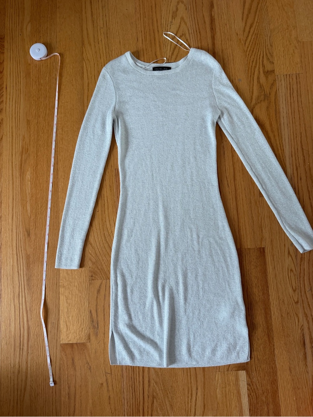 Slim Long-Sleeve Crewneck Dress in Sparkling Light Gray